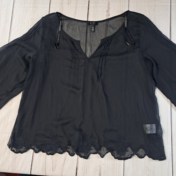 3 FOR 12 SALE Jessica Simpson Black Sheer Women's Blouse Size Medium - Picture 5 of 11